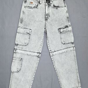 Empyre Jeans Men 30x27 Y2K Gray Wash Baggy Zip Off Convertible Cargo Skate Denim